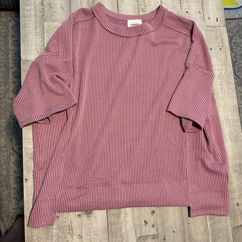 Andree Dusty Pink Ribbed Top